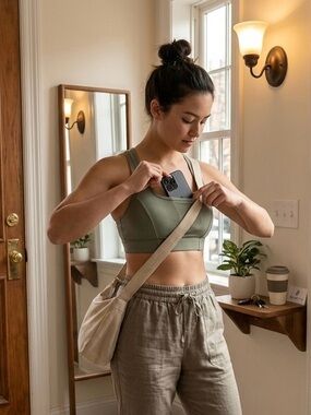NWT Sports Bra with Front Pocket – Sustainable Material, ⁠Sage Green, Multi-Size